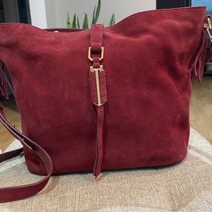 Stella & Dot Covet Burgundy Suede Crossbody